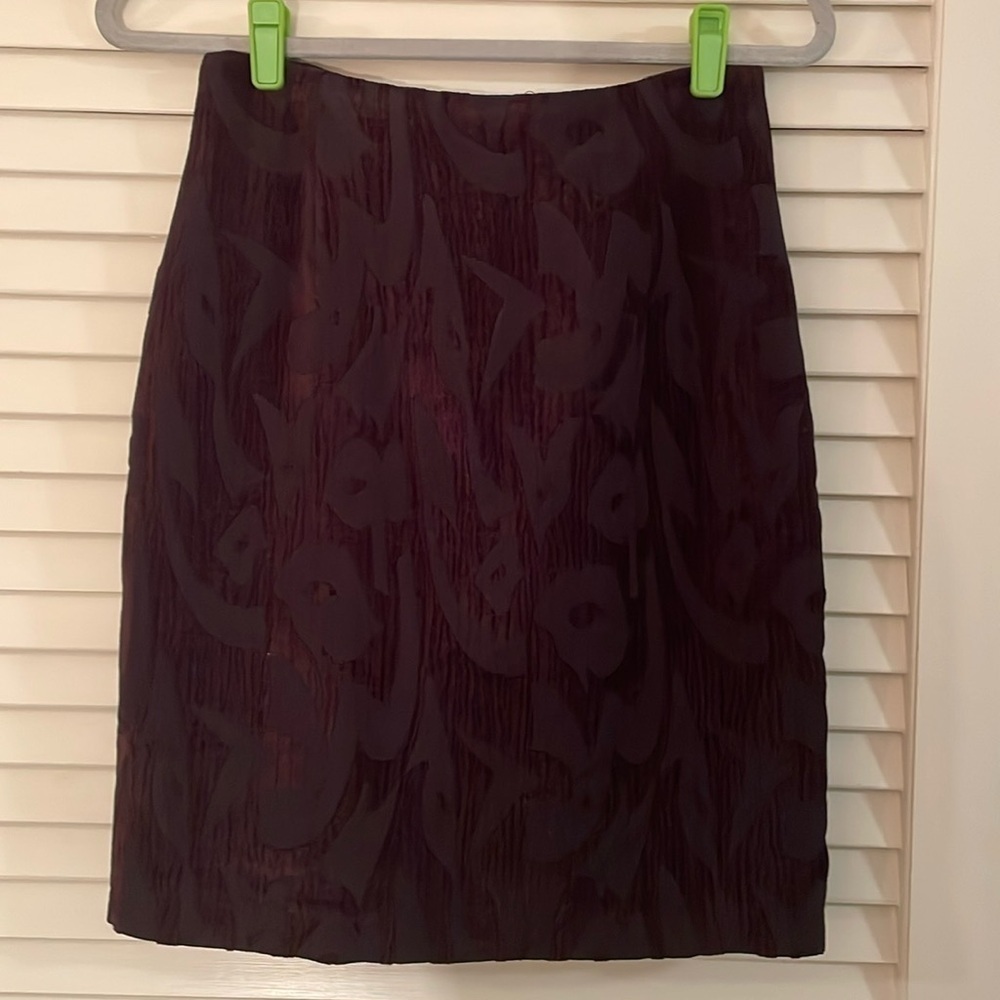 Fula Paris Vintage Textured Rich Burgundy Lined Skirt